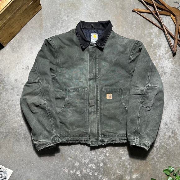 Vintage Carhartt Faded J22 MOS Green Arctic Jacket Mens XL Canvas Quilted Lining